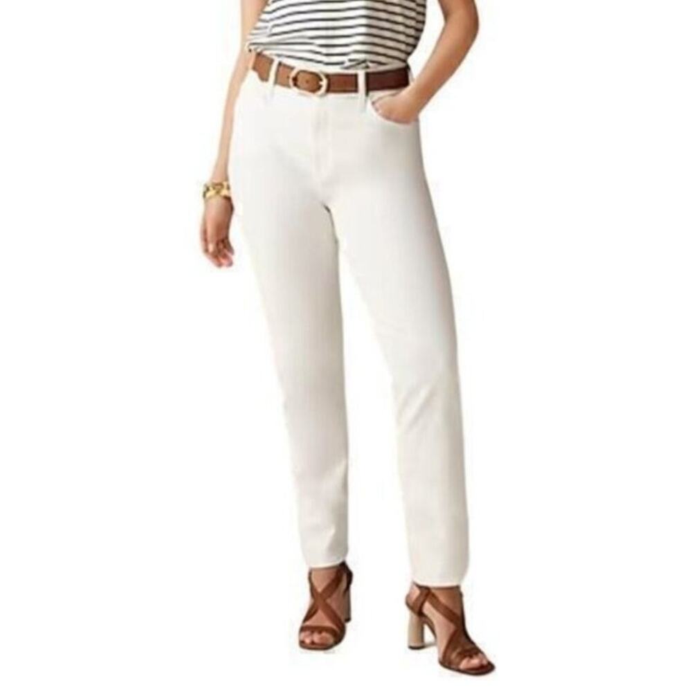 J. Crew Classic Straight Leg Jeans White High Rise Button Zip Summer Preppy 25